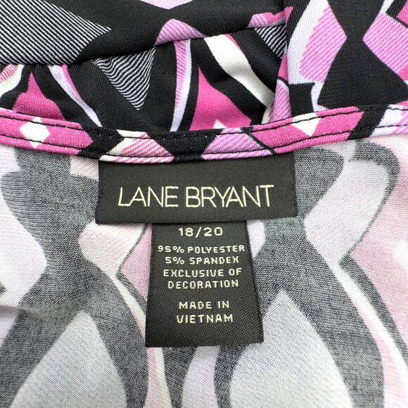Lane Bryant Top Womens 18/20 Artsy Abstract Print Colorful Pleated Banded Hem - Picture 8 of 8